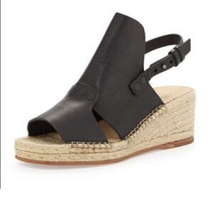 Rag and bone black leather Sayre ll espadrille woven wedges